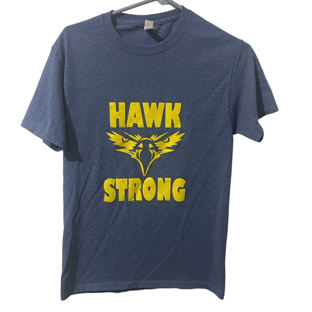 Jerzees Shirt Boys Small Blue Hawk Lightweight Casual Short Sleeve Crew Neck Tee